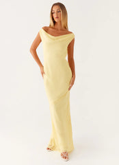 Brittany Chiffon Maxi Dress - Pastel Yellow