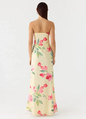 Bronte Strapless Maxi Dress - Lemon Soleil