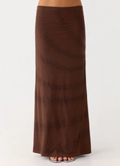 Sweet Sky Beaded Maxi Skirt - Chocolate