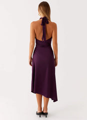 Casta Halterneck Midi Dress - Plum