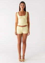 Coastline Cotton Micro Mini Shorts - Yellow