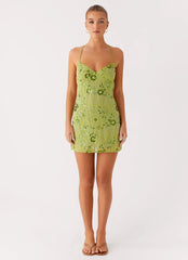 Vietta Sequin Cami Micro Mini Dress - Lime