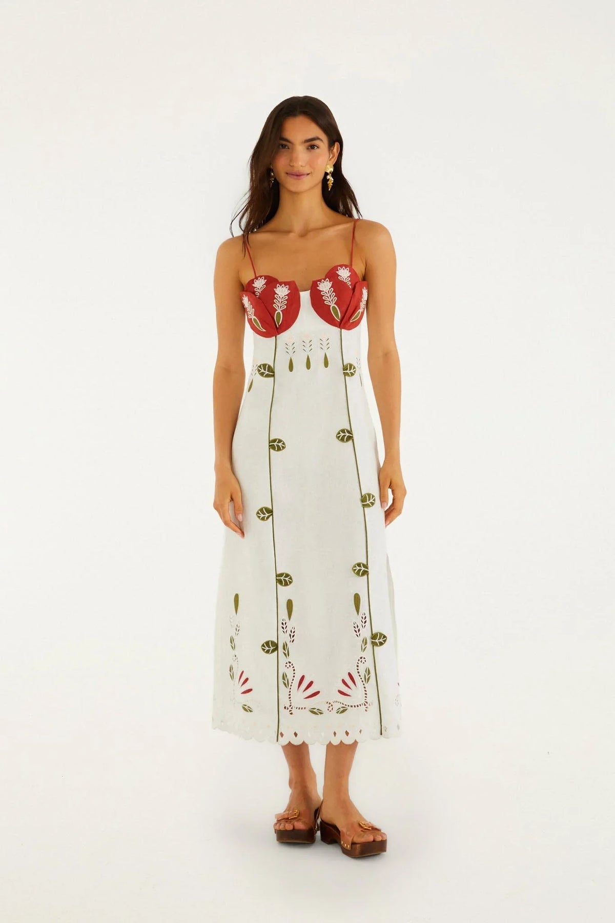 Off-White Tulip Richelieu Embroidered Midi Dress