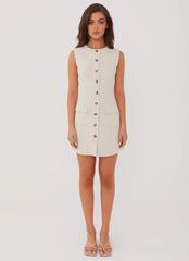 Castello Fiore Linen Mini Dress - Oatmeal