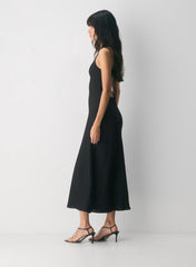 Drapey satin bustier maxi dress with low back