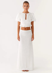 Megan Balloon Sleeve Top - White