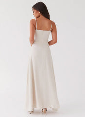 Angelina Linen Maxi Dress - Oatmeal
