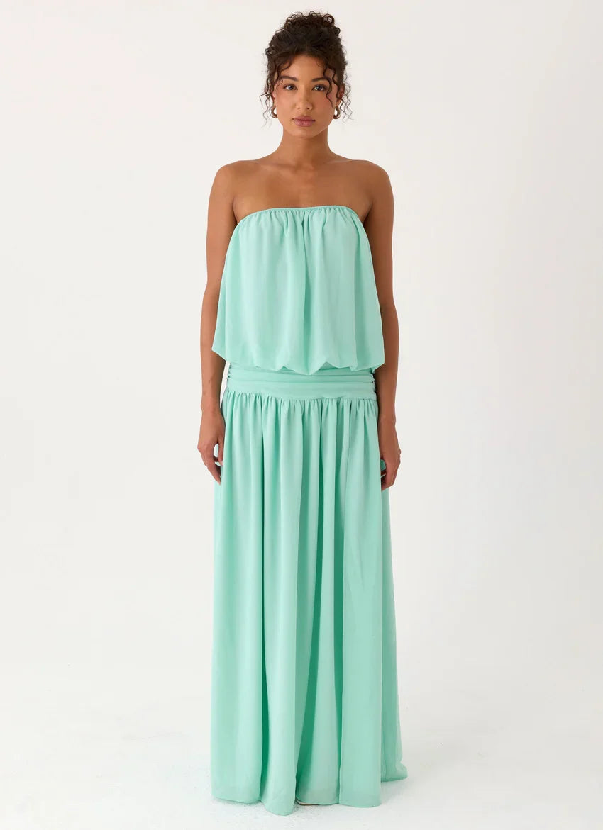 Lioras Strapless Maxi Dress - Aqua