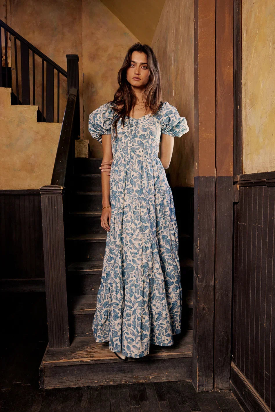 Robbie Floral Midi Dress in Blue FINAL SALE