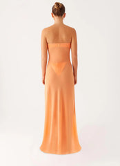 Mattie Strapless Maxi Dress - Orange