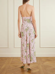 Floral-print silk-crepe midi dress