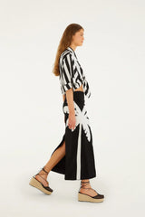 Black Spring Stripes Short Sleeve Crop Top