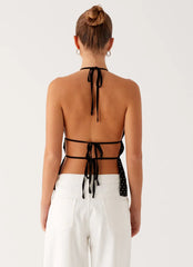 Sergio Halter Top - Black Polka Dot