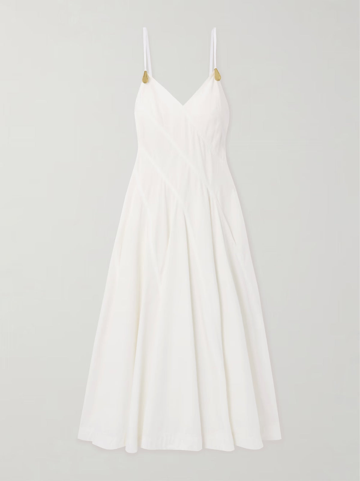 Embellished pleated cotton-blend poplin midi dress