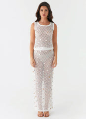 Lovina Shell Knit Maxi Skirt - White