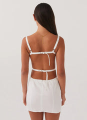 Naomi Backless Mini Dress - White