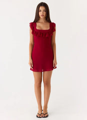 Malina Mini Dress - Deep Red
